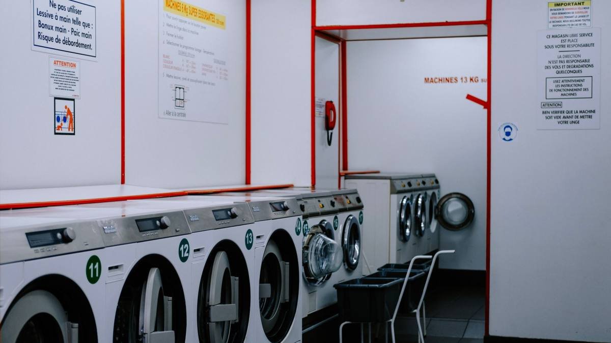 A washing machine being moved