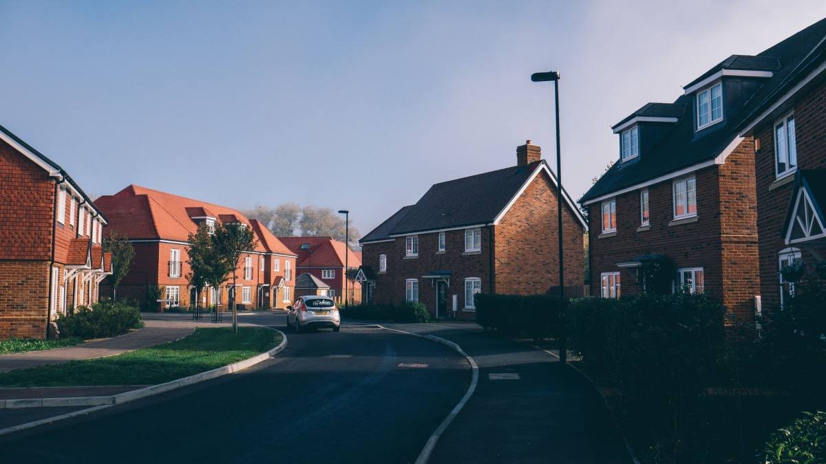 A suburban street of UK houses