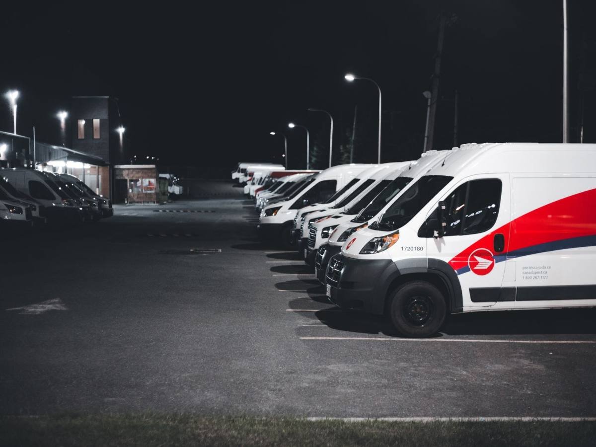 A van parked, side view